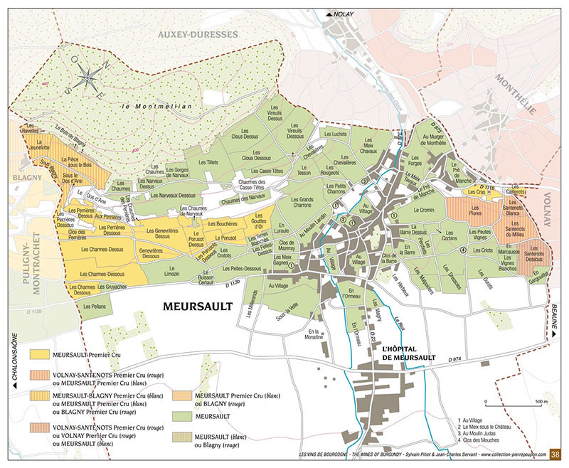 Plan du vignoble à Meursault